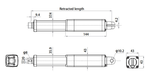 Small 12 Volt Tubular Linear Actuators 500mm Stroke For Low Load Industry