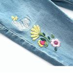 Long Kids Denim Clothes Baby Girl Denim Pants With Flower Embroidered Decor