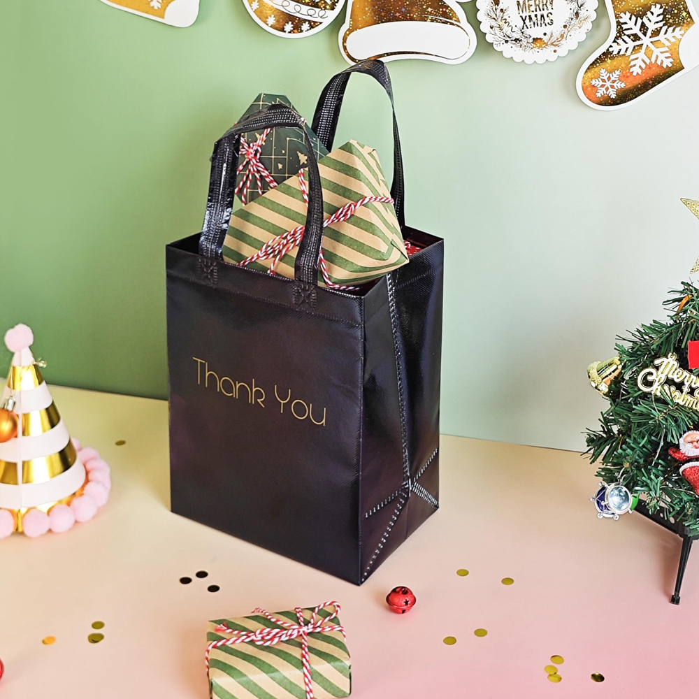 Large Luxury Custom Black Shopping Paper Bags For Gift Packaging Jewelry Clothes Boutique
