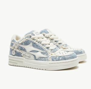 Wholesale Custom Women Leather Sneaker Round Toe Canvas Denim Sneakers from china suppliers