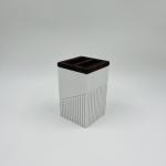 Elegant White Polyresin Bathroom Caddy with Wood Part Keep Your Bathroom Tidy