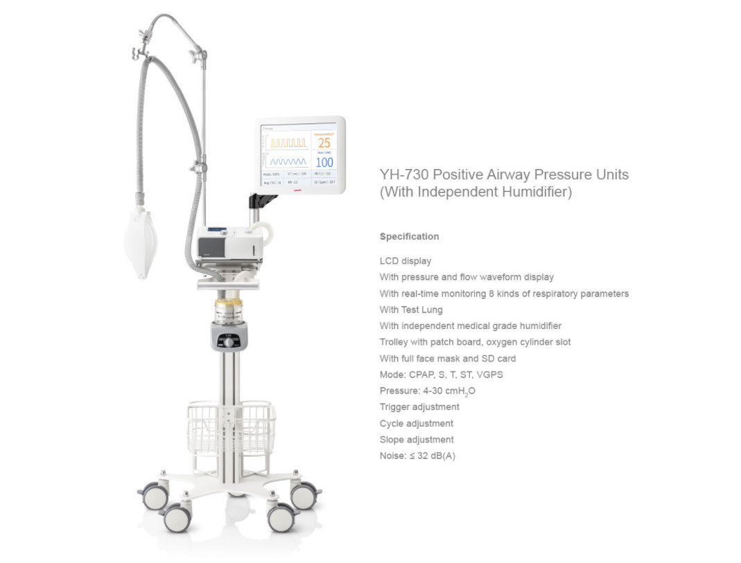 LCD Screen Bi-Level Positive Airway Pressure ICU Ventilator Machine