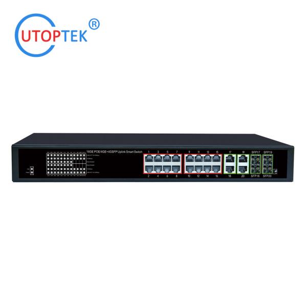19'' RACK Unmanaged 10/100/1000M 16xPOE+4UTP+4SFP IEEE802.3af/at 30W POE