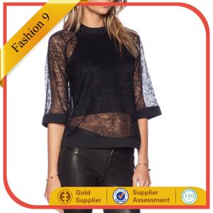 Wholesale Long Sleeved Women SHEER OVERLAY TOP from china suppliers