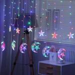 Christmas Lights Led 3.5M Curtain String Light Garland Star Moon 220V/110V Fairy