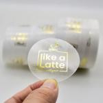Custom PVC Gold Foil Clear Transparent Print Sticker Label Waterproof Vinyl