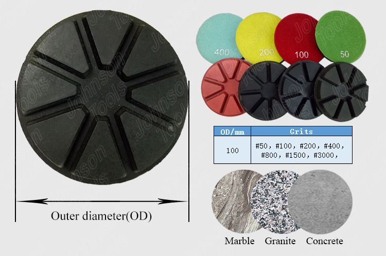 Abrasive Tools 3" Diamond Concrete Polishing Pads Wet Diamond Disc For Polish Concrete Floor