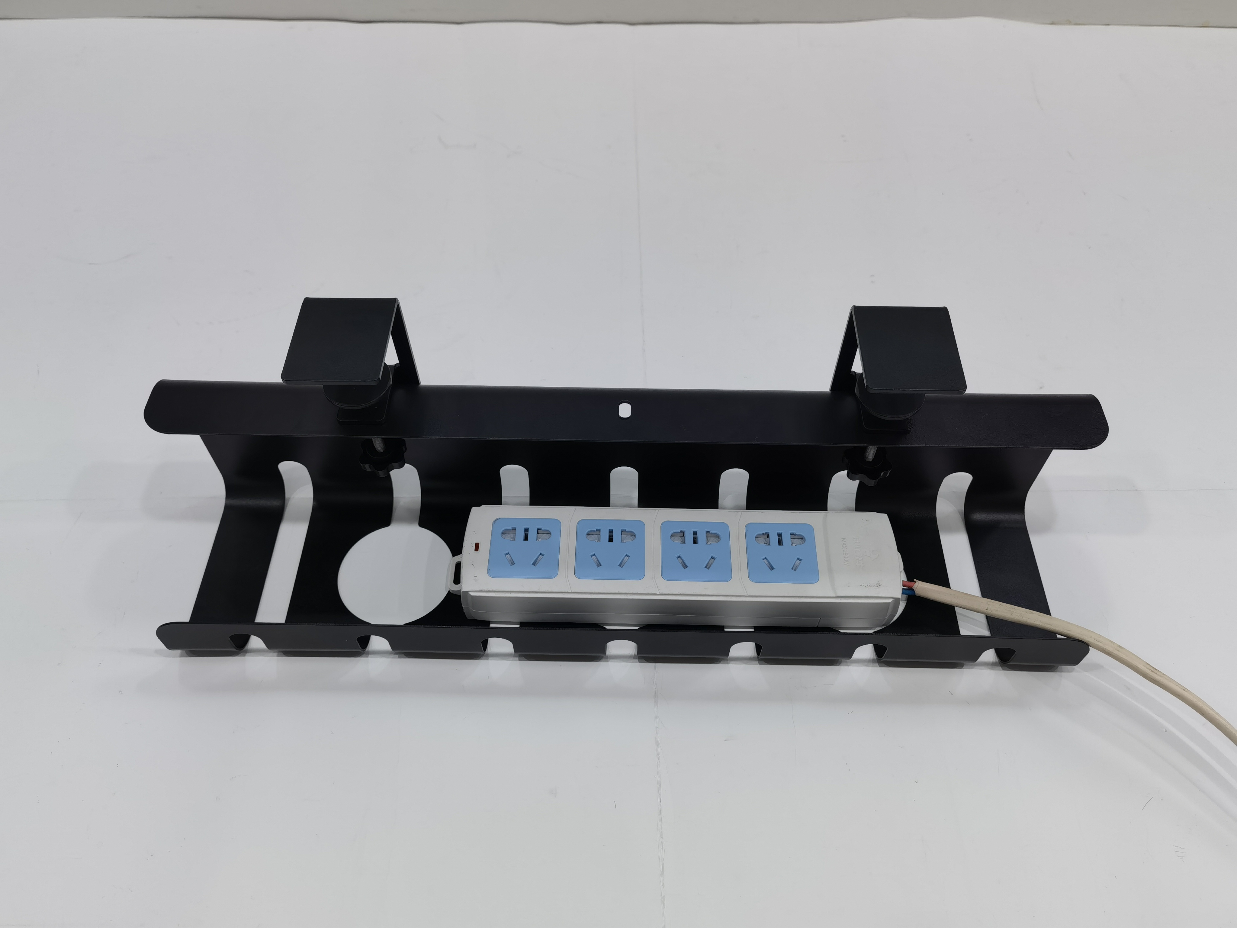 Single Tier Black Oval 3-Hole Adjustable Wire Storage Rack for Under Table Efficiency