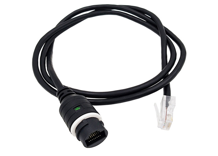 Black waterproof RJ45 male to female extension cable with LED indicator, OEM/ODM welcome