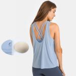 Active Stretch Ladies Yoga Tops One Piece Two Wear Cross Open Back Sport Bra