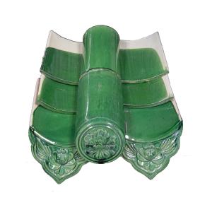 China Pagoda Green Chinese Glazed Roof Tiles Buddhist Temple 220mm 200mm on sale