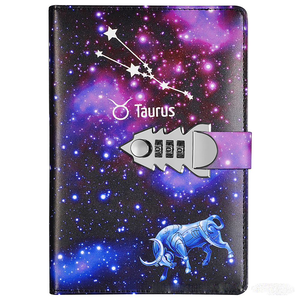 2022 Leather Lock Catch Journal Writing Schedule Notebook For Students 12 Constellation