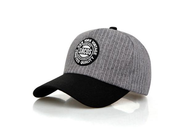 Grey Black Cotton Twill Baseball Cap , 3D Embroidery Logo Golf Minor League