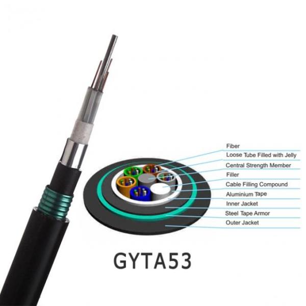 24 Cores GYTA53 Outdoor Fiber Optic Cable Direct Buried Double Jacket Stranded Loose Tube Aluminium Armored Cable 0