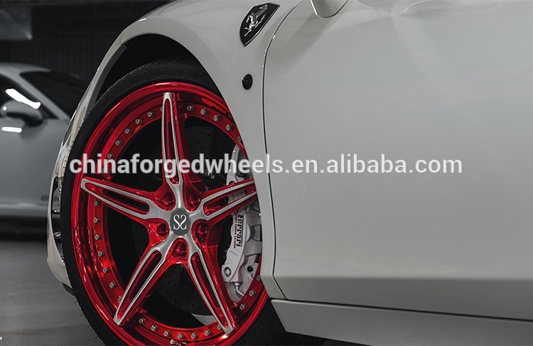 Customized Red 2-PC Forged Alloy Rims FOr Ferrari / Rim 22" Alloy Car Rims 5x114.3