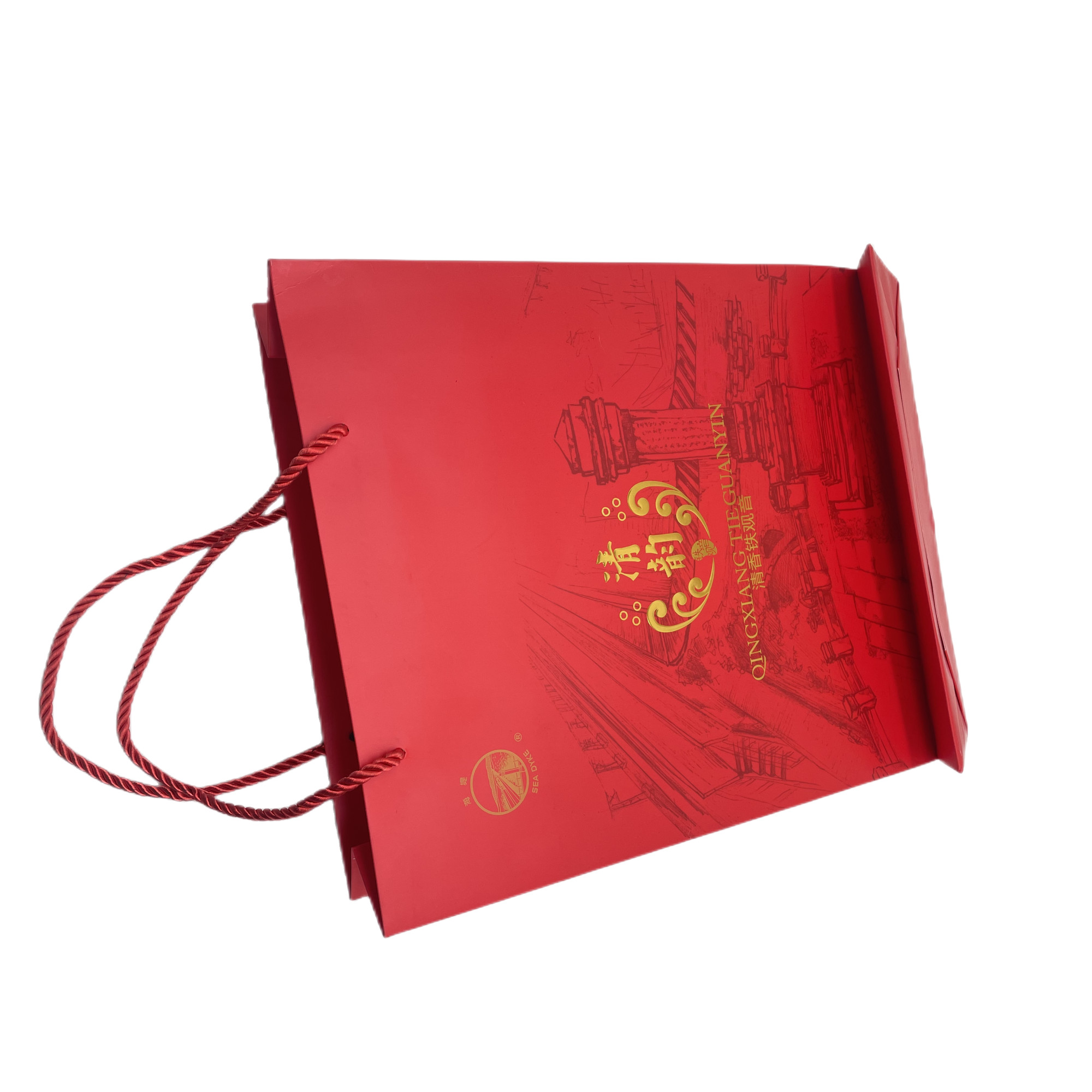Gift Box Red Luxury Rigid Paper Bag Packaging Custom Logo For Tea Chocolate