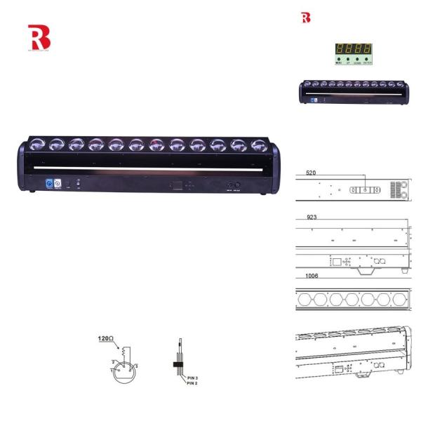 Moving Head Beam Laser Stage Lights 12x30W 4-In-1 RGBW LED Beam Bar For Event