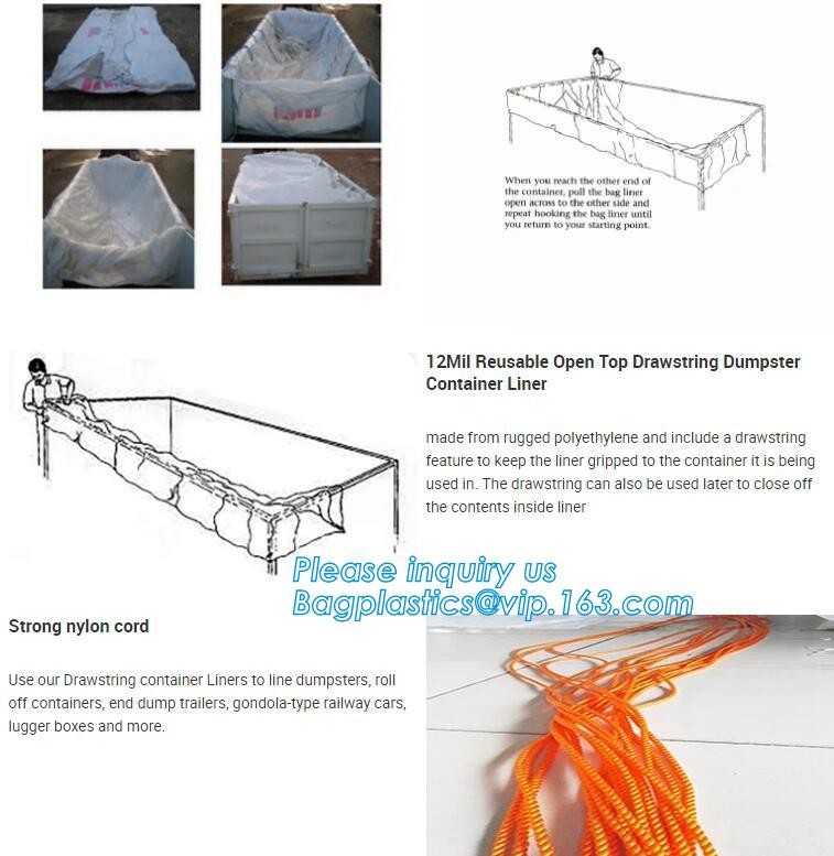 Dumpster 6Mill Open Top Roll Off Drawstring Container Liners,Open Top Drawstring 6 Mil Roll Off Container Liners, BAGEAS