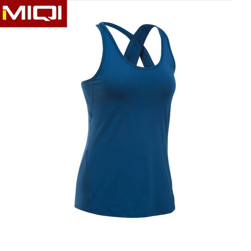 Mesh Vests Gym Dark Blue Miqi Open Back Yoga Tank Top