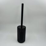 5pcs Glass Bathroom Accessories Set Black With Round Shape Ribbed Vertical