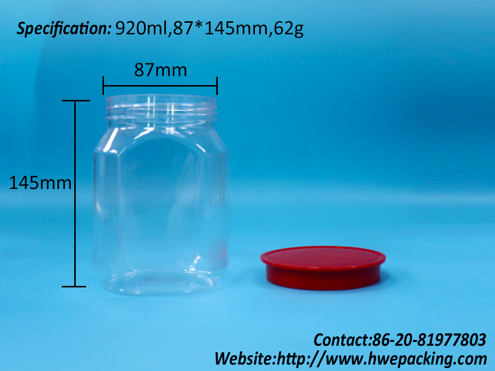 Transparent Hexagon Unique Shape Plastic Biscuits Pepper Candies Baby Food Jar