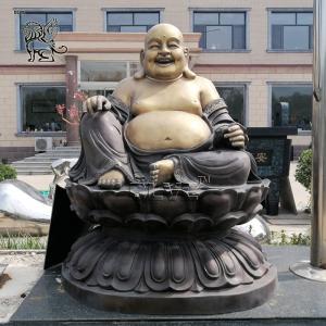 Wholesale BLVE Bronze Laughing Buddha Statue Metal Big Belly Sitting Lucky Happy Buddha Copper Sculpture Life Size Buddhism from china suppliers