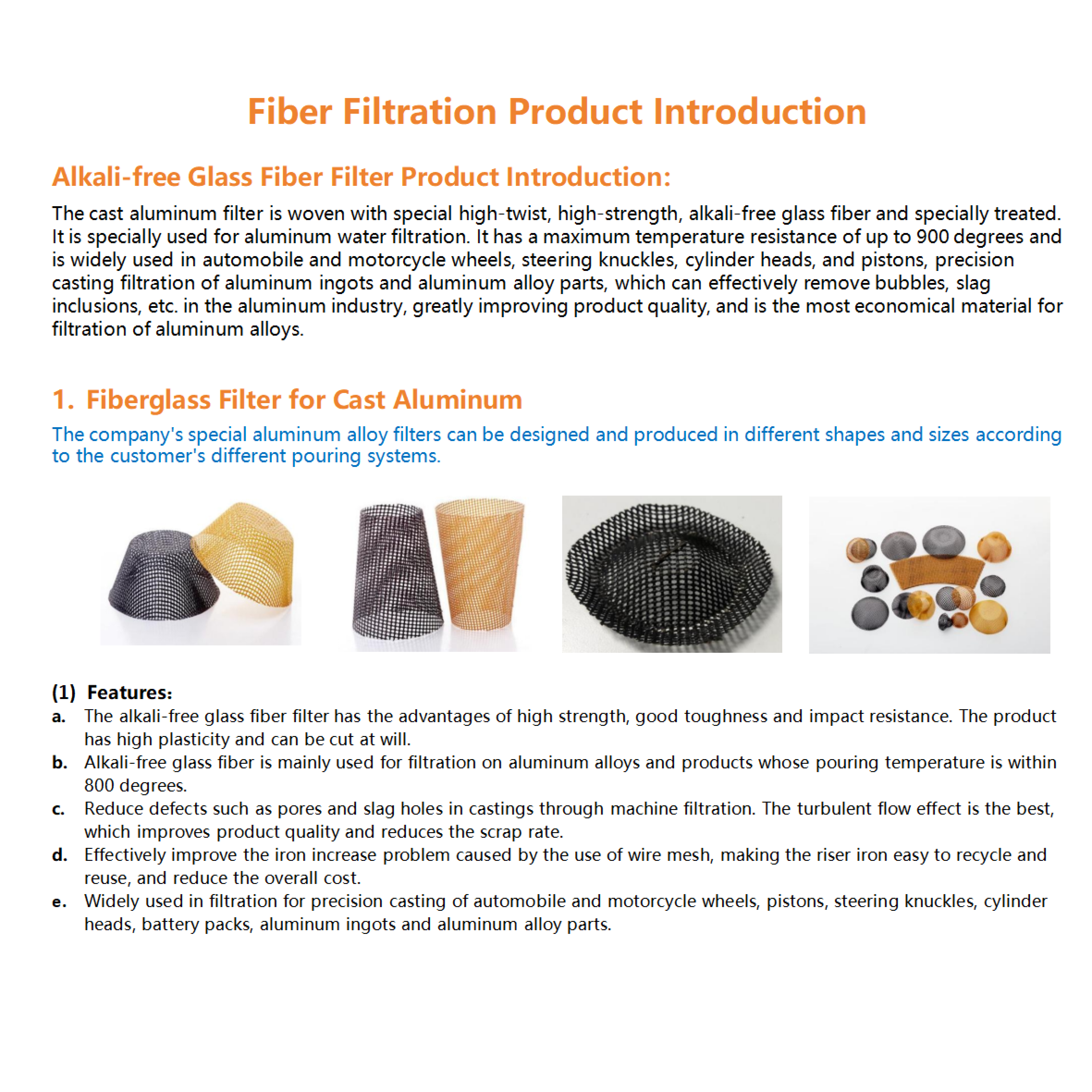 Casting Filter Mesh Glass Fiberglass for Diamond Hole Shape Aluminium Filter Screen