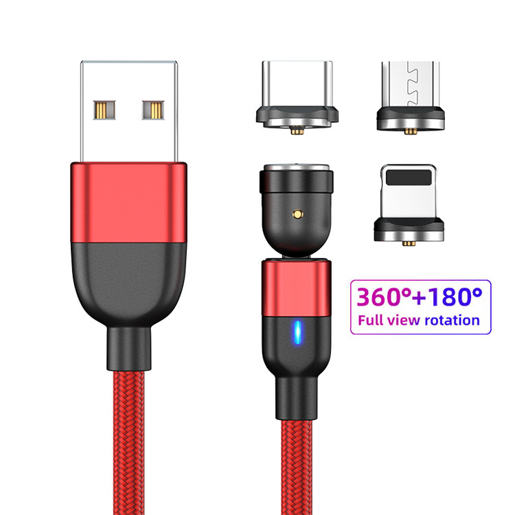 540 Rotation 3A Magnetic USB Charging Cable 3 In 1 Magnetic Data Cable