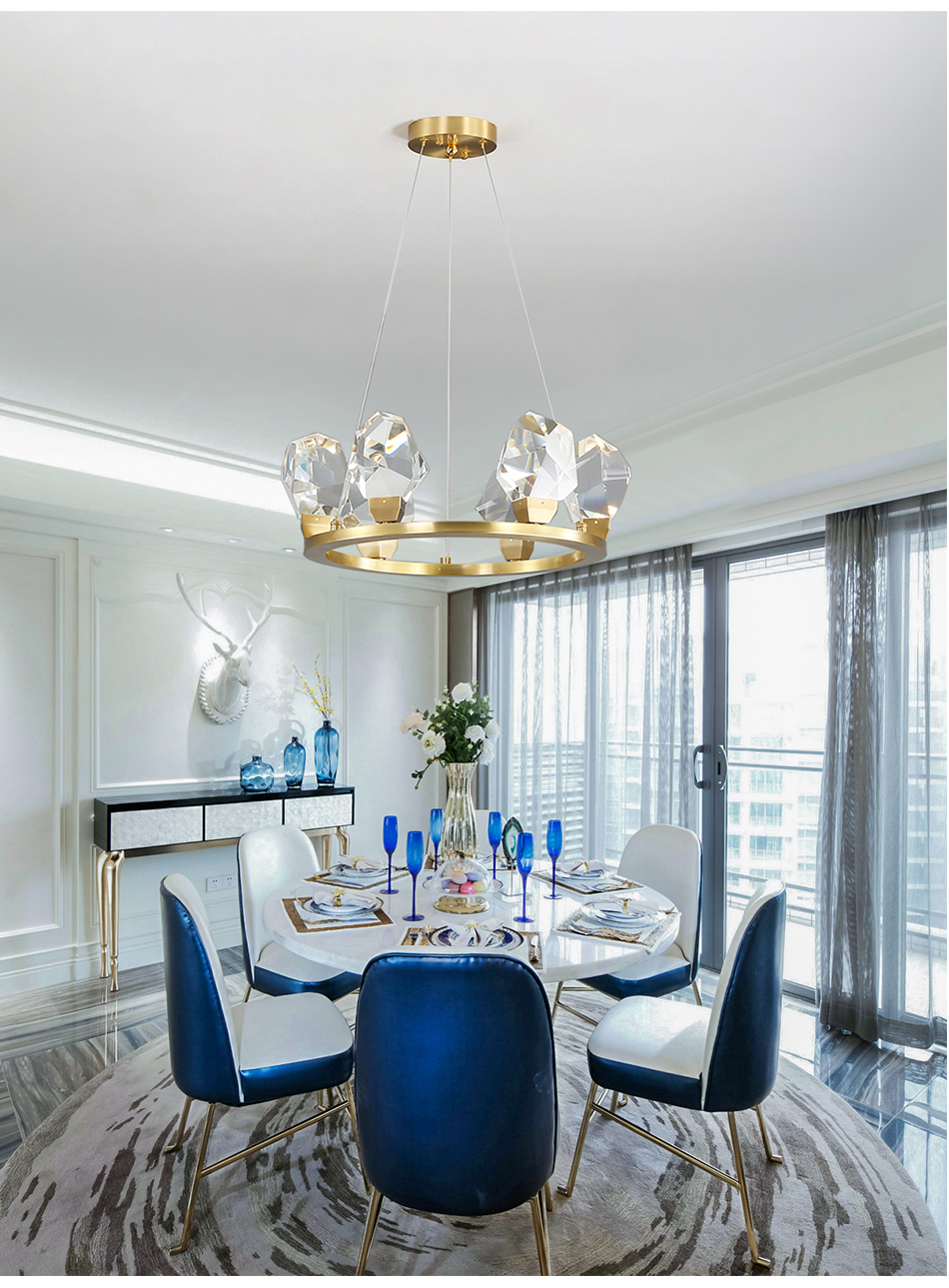 Modern Circle Rectangle Chandelier Lighting Living Dining Room Diamond Crystal Hanging Lamp(WH-CY-185)