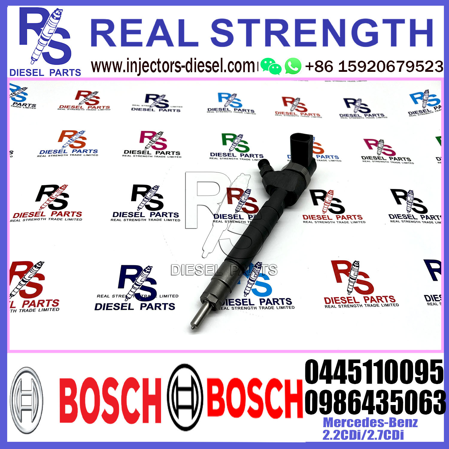 Diesel Fuel Common Rail Injector 0445110095 0986435063 0445110095 0986435063 For Mercedes-Benz 2.2CDi/2.7CDi Engine