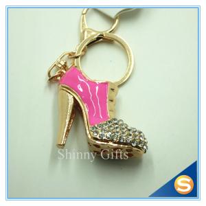 Wholesale Rhinestone High Heeled Shoes Connecting Metal Key Chain Metal Charm Pendant Purse Bag Key Ring from china suppliers
