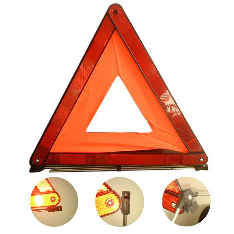 E-Mark European Standard Foldable Vehicle Warning Triangle Reflector Stop With Fluorescent Reflective Fabric