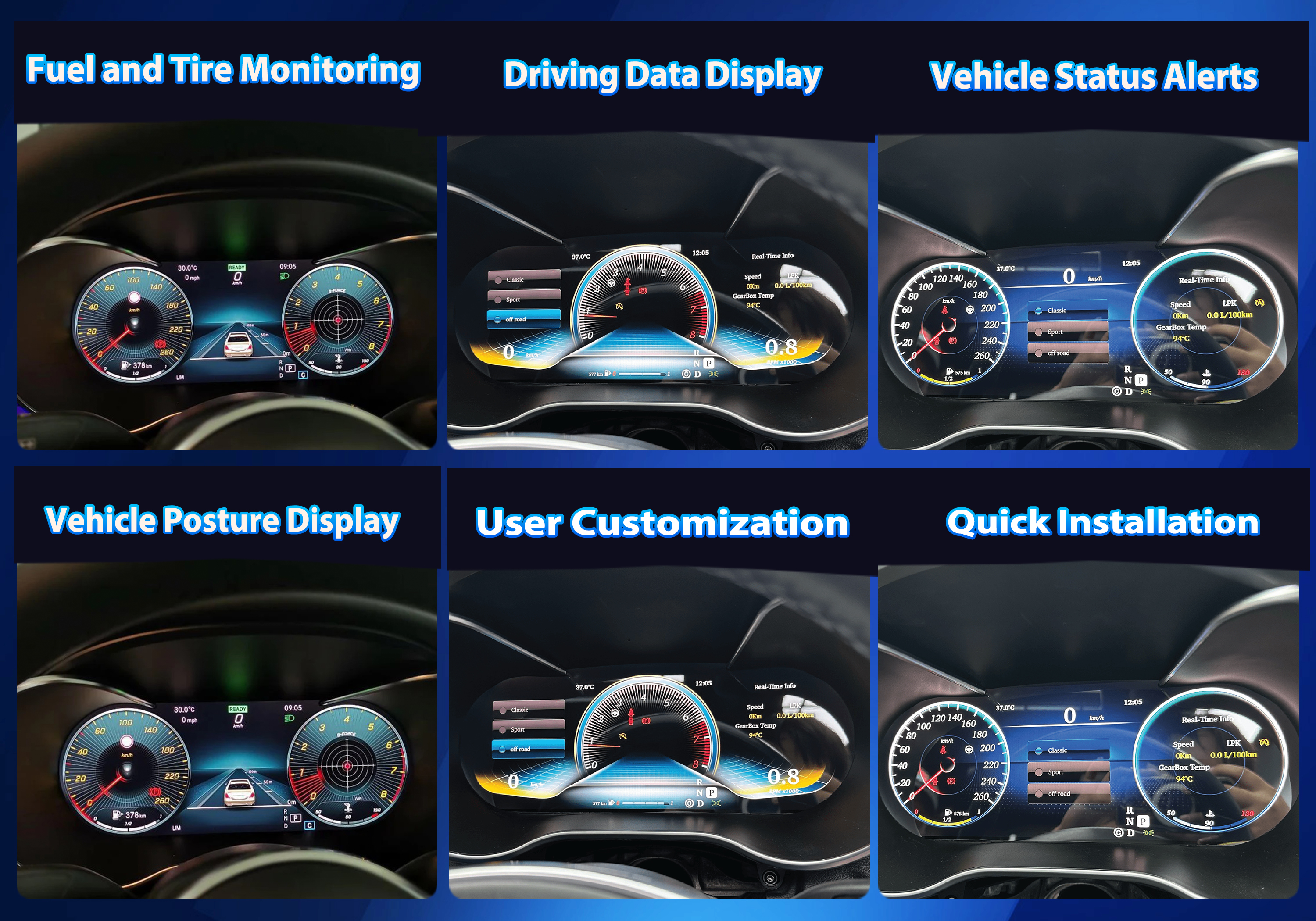 VIKNAV Digital Cluster Car SpeedoMeter For Mercedes Benz C/GLC W205 2015-2018