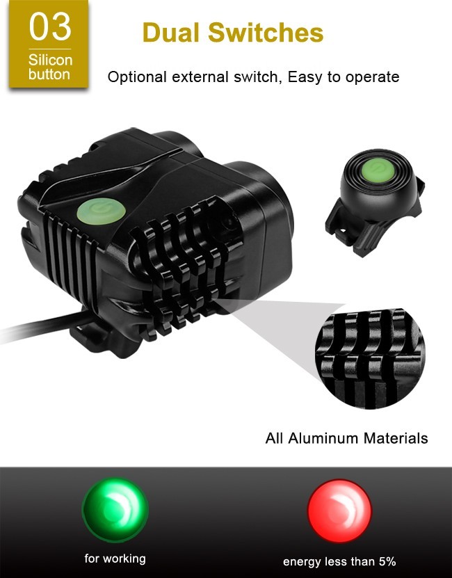External Switch Super Bright 5000 Lumens Bike Front Light Durable Water Resistant