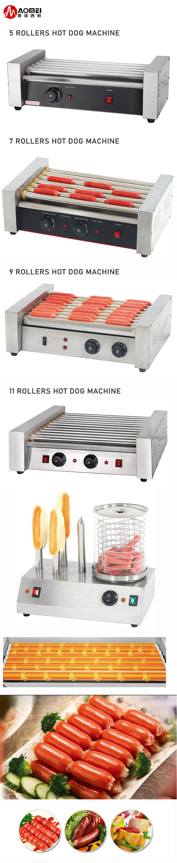 Snack Shop Supplies Electric Hot Dog 7/9/11 Roller Grill Bun Warmer Machine Year 2020