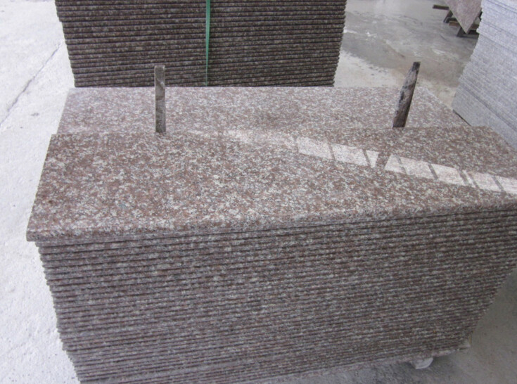 Peach Red / Natural Pink Granite 3cm Granite Slab For Kitchen Countertops