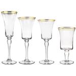 Gold Edge Clear Wine Champagne Water Glasses Party Personalised Wedding