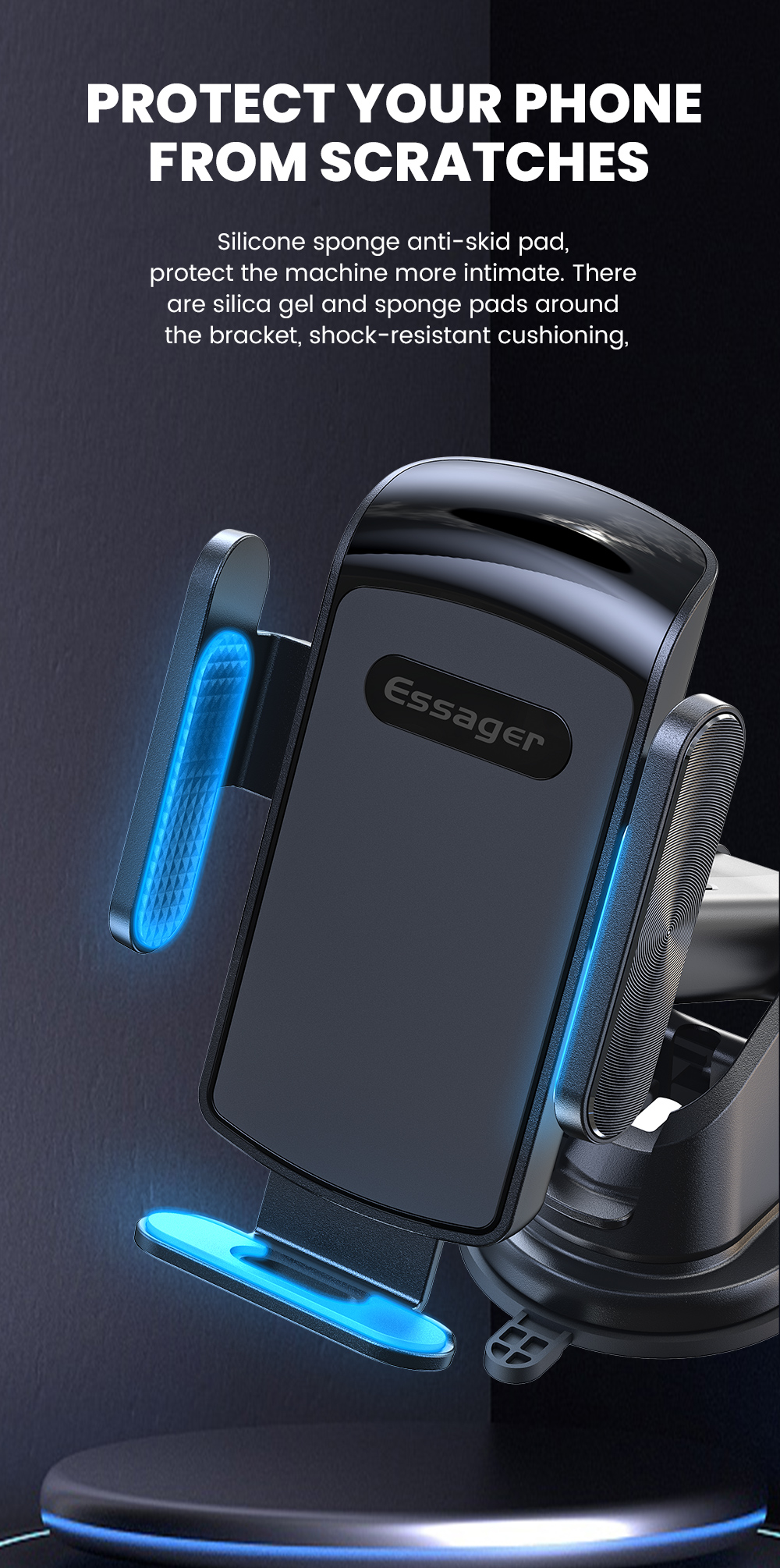 Long Arm Semi Automatic Cell Phone Stand Retractable For Car