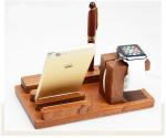 3 in 1 Wooden Phone Charger for iWatch / iPhone Holding & Pen Collecting