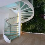 Apartment 600-2200mm Glass Spiral Stairs With Stainless Steel Balustrade