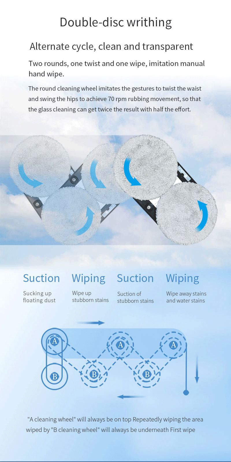 Ultrasonic Atomized Spray Glass Window Cleaning Robot with Silk Screen Printing Logo