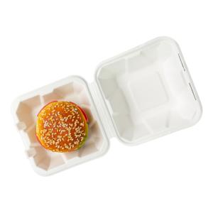 Wholesale 6x6 inch Biodegradable Clamshell Boxes , Bagasse Hamburger Box from china suppliers