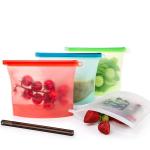Leakproof Flat Collapsible Grade Reusable Clear Bags Silicone Food Storage Bag