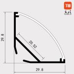 White 30mm Corner Aluminum LED Strip Channel For Wardrobe Office