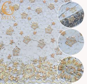 Wholesale Nigerian Sparkling Sequin Lace Fabric Handmade Sewing Embroidered from china suppliers