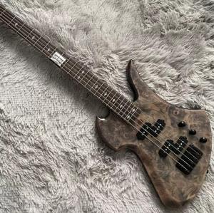 Wholesale Custom 5 Strings Neck Through Body Burl Maple Top Special Body Electric Bass Guitar from china suppliers