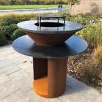 Metal Garden Corten Steel Outdoor BBQ Charcoal Grill Pre Rusted