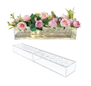 Wholesale Modern Decor Acrylic Flower Vases Rectangular Clear Acrylic Centerpiece Stand 12 Inches from china suppliers
