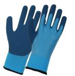 Oilproof Thermal Latex Coated Gloves Blue Reinforced Insulated Acrylic Brushed