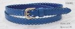 Punching PU Gold Buckle Womens Trouser Belt , 2cm Navy PU Thin Womens Belt